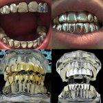Shiny Golden Hip-hop Teeth Jewelry Set - Perfect For Halloween Costumes And Party Accessories