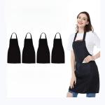 4PCS Woven Polyester Bib Aprons With 2 Large Pockets Unisex Aprons Machine Washable For Crafting Unisex Black Aprons Machine Was