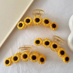 Elegant Sunflower Hair Clips Set Of 1 Large Claw Grips With Floral Pattern All-season Versatile Hair Accessories For Women And G