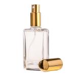 60ML Clear Glass Rectangle Base Perfume Bottle With Gold Spray & Gold Cap 18 410