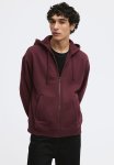 Loose Fit Zip-through Hoodie - Burgundy