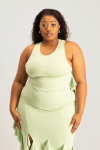 Reya Cut Out Ruffle Tank - Smoke Green - XXL