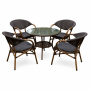 Garden Rattan Set - Table And 4 Chairs