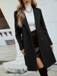 Double Breasted Trench Coat Elegant Lapel Long Sleeve Outerwear Women's Clothing