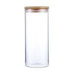 Clear Borosilicate Glass Airtight Jar With Bamboo Lid