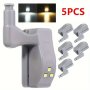 5PCS Plastic LED Hinge Lights Easy Install Cabinet & Wardrobe Lighting Smart Sensor Battery Operated