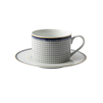 Galateo - Blue Check Tea Cup & Saucer Set Of 4
