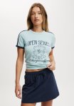 Cotton On Fitted Graphic Sporty Longline Tee - Open Series Whisper Blue