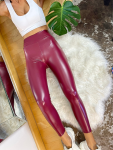 Vegan Leather Leggings - Cherry - Small