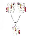 DESTINY 925 Sterling Silver Kid's Unicorn Set With Swarovski Crystals