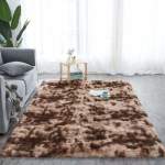 Smte Fluffy Carpet Dark Brown Mix Rug With Keychain
