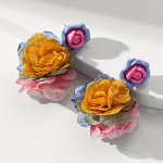 1 Pair Floral Fabric Resin Earrings For Women Handmade Bohemian Style Vacation Fashion Jewelry Perfect For Everyday & Holiday We