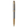 Sonnet Fine Nib Rollerball Pen Chiselled Silver With Gold Trim Black Ink - Presented In A Gift Box