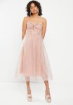 Sweetheart Strappy Midi Dress - Pink