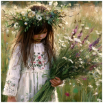 Tear Resistant Deco Print Wildflowers Girl