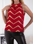 Graphic Print Tie Neck Blouse Elegant Sleeveless Blouse For Spring & Summer Women's Clothing