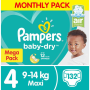 Pampers Baby Dry Size 4 Monthly Pack - 132 Nappies 9-14KG