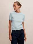 Lucy Knitted T-Shirt - L Soft Duck Egg