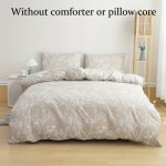 Ultra-soft Khaki Floral Duvet Cover Set - Breathable Polyester 3PCS Bedding With Zip Closure For All Seasons - Perfect For Bedro