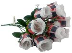 Mm Tj Products 2 Patriotic Roses Bouquets Memorial Day Fourth Of July Grave Decor America Veterans Day Red white blue One Pack 1