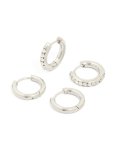 Waterproof Stainless Steel Cubic Zirconia & Chubby Huggie Earrings 2-PACK