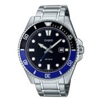 Casio Standard Collection Mens Black Dial Silver Stainless Steel Strap 200M Divers Watch MDV-107D-1A2VDF