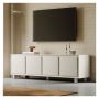 72" Modern White Rectangle Tall Tv Stand With Storage For 65 To 75 Inch Tv