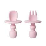 4AKID Baby Silicone Spoon & Fork Set - Assorted Colours - Pink