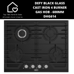 Defy Black Glass Cast Iron 4 Burner Gas Hob - 60CM DHG614