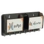Home Welcome 2 Pocket Mobile And Pen Holder 8 Hooks Wood Key Holder