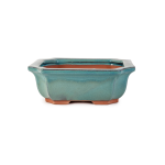 Assorted Glazed Bonsai Pots 8" - Green Rectangle With Decorative 21 X 17 X 7CM