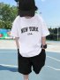 NEW YORK Letter Print Boys Creative T-shirt Casual Lightweight Comfy Short Sleeve Tee Tops Boys Clothes For Summer