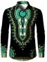 Ethnic Dashiki Pattern Men's Shirt Top Turn-Down Collar Long Sleeve Closure Male Casual Shirt For Men Daily Vacation Streetwear