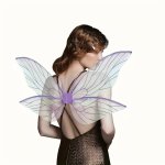 Glamorous Elf Butterfly Wings Polyester Fantasy Costume Accessory For Cosplay And Festivals Enchanting Translucent Design With Adjustable Straps - Papaba