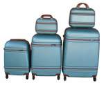 Smte Light Blue & Brown 5-PIECE Abs Hardshell Trolley Luggage Set-spinner Wheels With Keychain