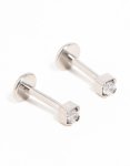 Titanium Cubic Zirconia Half Carat Flat Back Studs 2-PACK