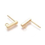Real 18K Gold Plated 304 Stainless Steel Stud Earring With Loop Rectangle 10X2X2MM 6PCS