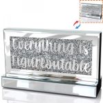 Silver Mirror Crystal Diamond Home Office Desk Art Decor Daily Inspirational Office Supplies Sign And Reminder-everything Is Fig