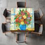 Autumn Florals In Blue Vase Square Tablecloth By Yolande Smith