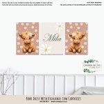 Canvases Boho Daisy With Highlands Cow Canvas