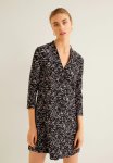 Floral V-neck Tunic - Black & White
