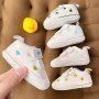 Cute Embroidered Heart Star Comfortable Sneakers For Baby Girls Lightweight Non Slip Walking Shoes For Indoor Outdoor All Seasons