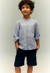 Linen-blend Pull-on Shorts - Navy Blue