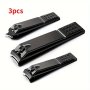 3PCS Nail Clippers Set Stainless Steel Fingernail Cutters With Concave Blade Edge Unscented Modern Style With Storage Case For Precision Trimming