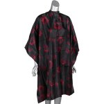 Salon Cape Black With Rose Pattern Water-resistant Studs