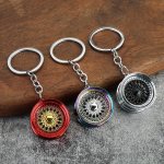 1 3PCS Metal Alloy Keychain Pendant Car Modified Two-color Wheel Hub Simulation Shape Keychain Ornament Key Pendant