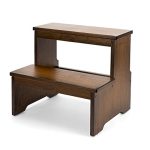 Strongtek Bamboo Two Step Stool For Adults And Kids Bed Stepstool With Anti-slip Bottom Heavy Duty For Kitchen Bathroom Bedside