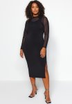 Fitted Midi Knitted Dress - Black