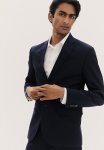 Slim Fit Single-breasted Jacket - Navy Blue