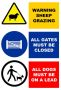 Warning Sheep Grazing All Gates Must Be Closed - 81X123CM Sign - 2 Pack